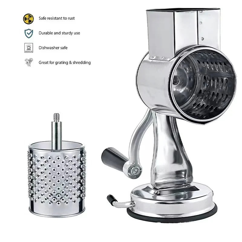 Rotary Cheese and Vegetable Grater with 5 Interchangeable Stainless Steel Blades