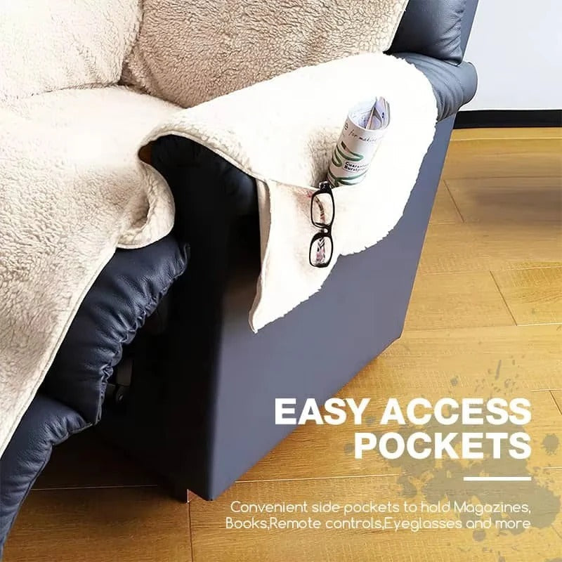 Recliner and Armchair Cover with Fleece Surface and Non Slip Backing