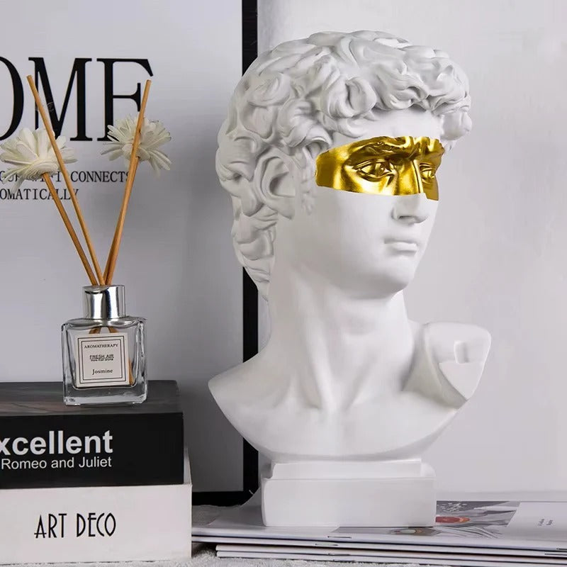 Resin David Bust Sculpture for Indoor Outdoor Shelf and Patio Display