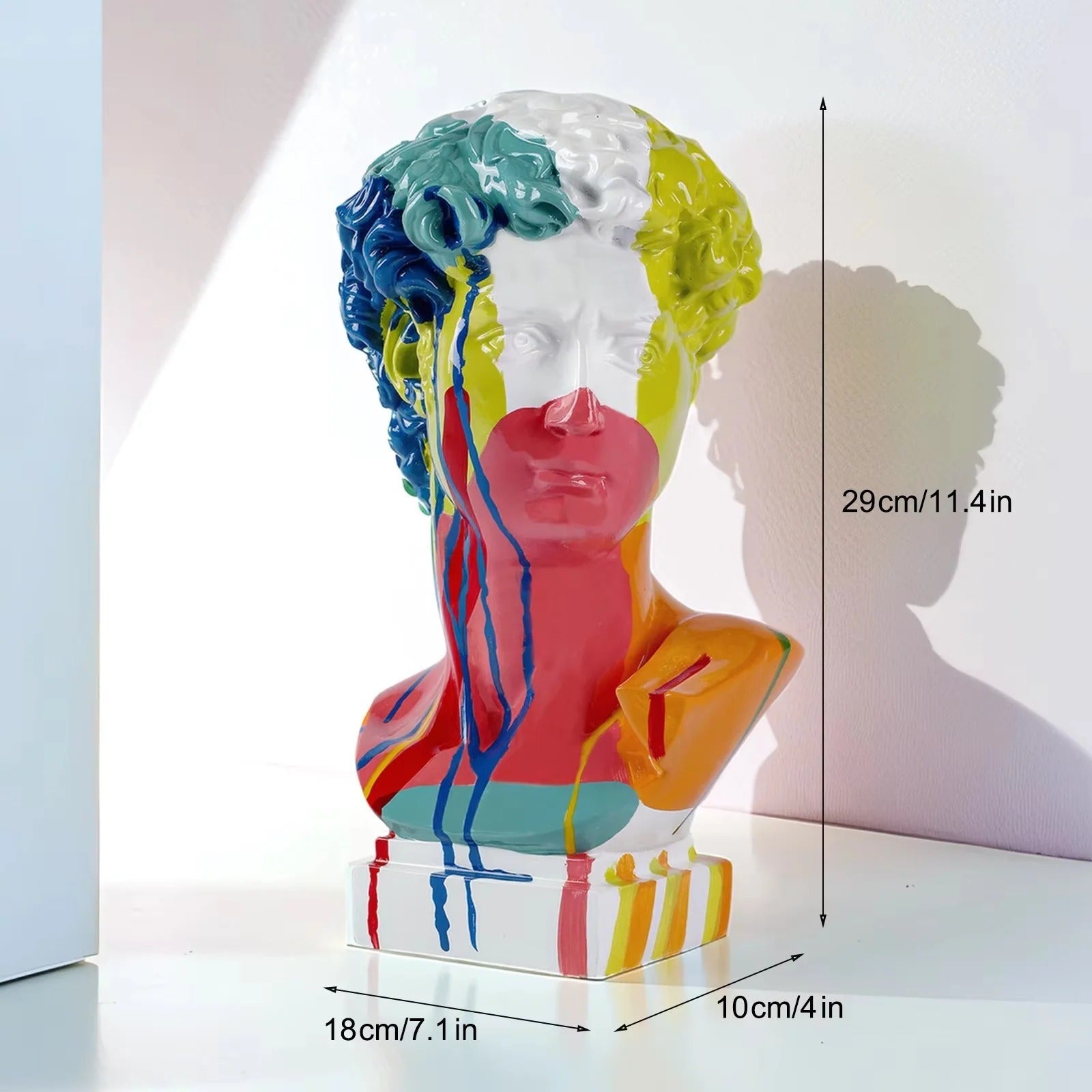 Resin David Bust Sculpture for Indoor Outdoor Shelf and Patio Display