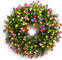 Faux Floral Door Wreath for Window and Seasonal Home Decoration