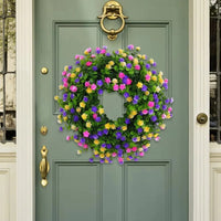 Faux Floral Door Wreath for Window and Seasonal Home Decoration