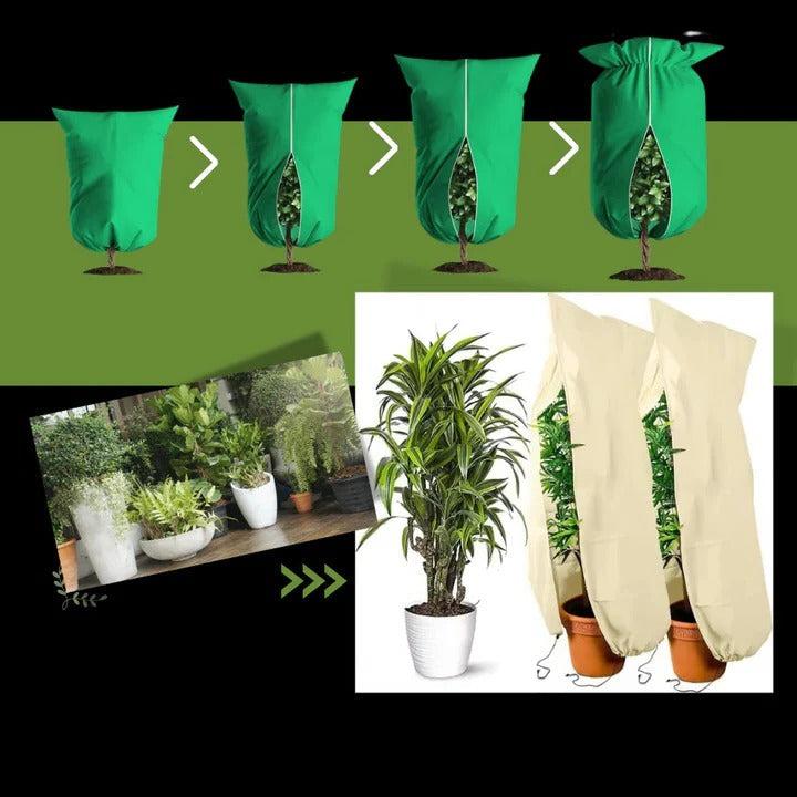Reusable Plant Cover Bags with Zipper and Drawstring Base