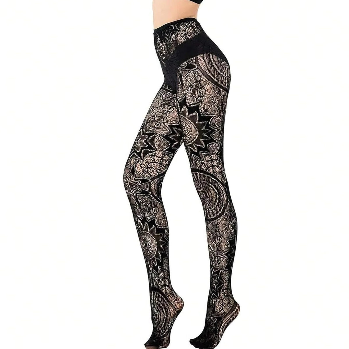 Lace Fishnet Stockings with Gothic Pattern Design for Women