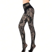 Lace Fishnet Stockings with Gothic Pattern Design for Women