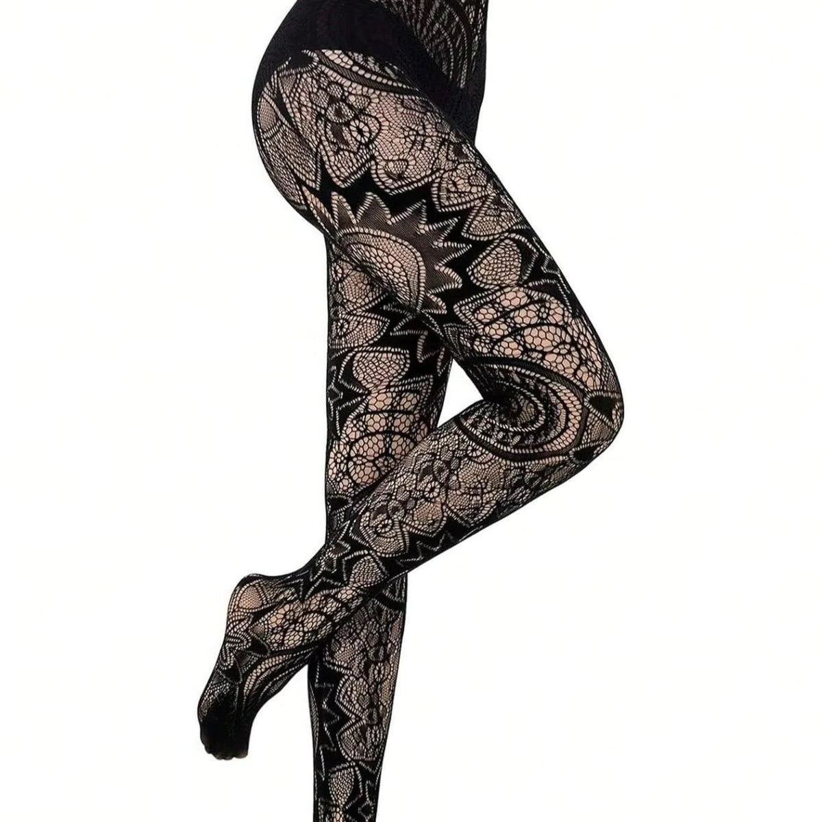 Lace Fishnet Stockings with Gothic Pattern Design for Women