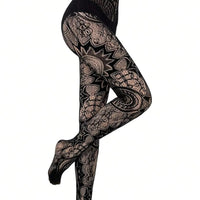Lace Fishnet Stockings with Gothic Pattern Design for Women