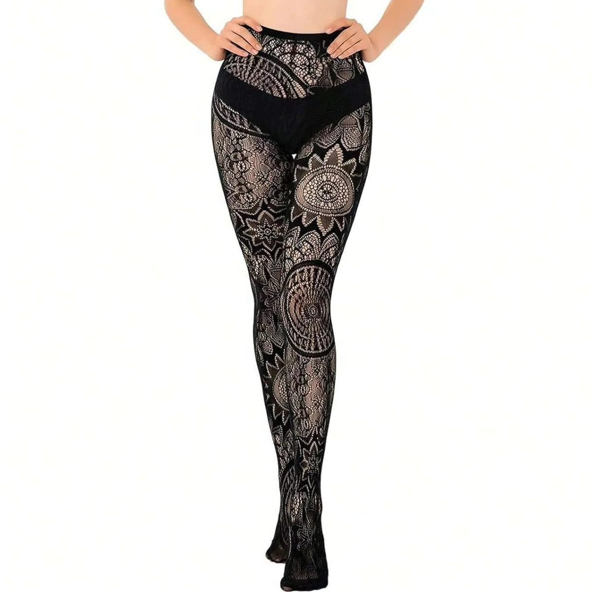Lace Fishnet Stockings with Gothic Pattern Design for Women