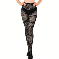 Lace Fishnet Stockings with Gothic Pattern Design for Women