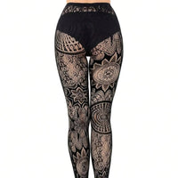 Lace Fishnet Stockings with Gothic Pattern Design for Women