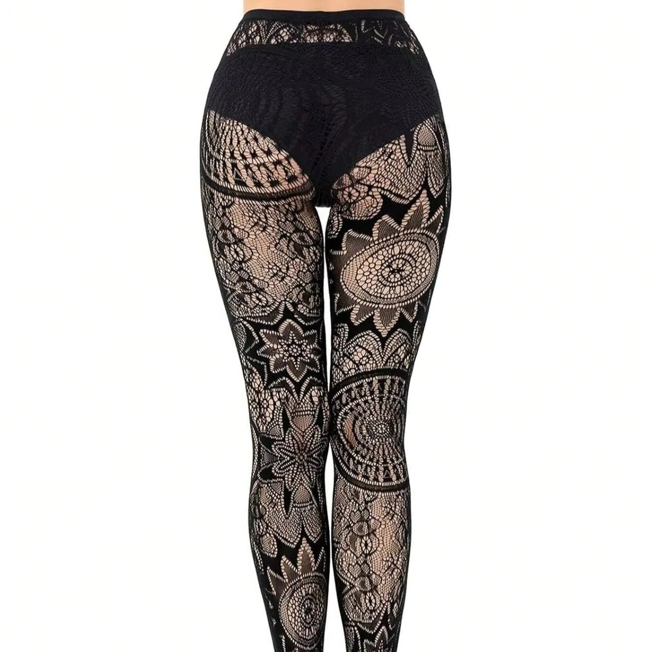 Lace Fishnet Stockings with Gothic Pattern Design for Women