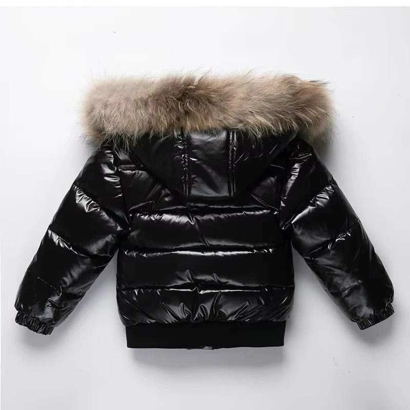 Kids Down Winter Coat with Waterproof Shell and Fur Trim Hood