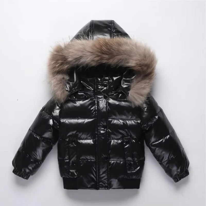 Kids Down Winter Coat with Waterproof Shell and Fur Trim Hood