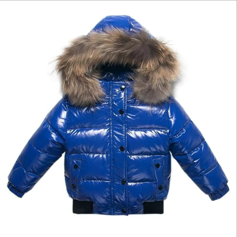 Kids Down Winter Coat with Waterproof Shell and Fur Trim Hood