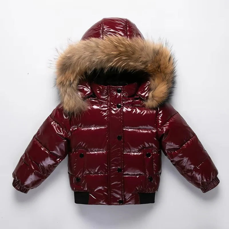 Kids Down Winter Coat with Waterproof Shell and Fur Trim Hood