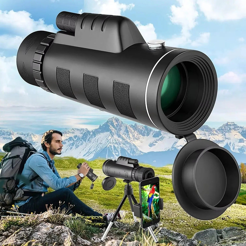 Compact Monocular Scope for Bird Watching and Hiking, 40x60 Magnification with Phone Mount