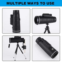 Compact Monocular Scope for Bird Watching and Hiking, 40x60 Magnification with Phone Mount
