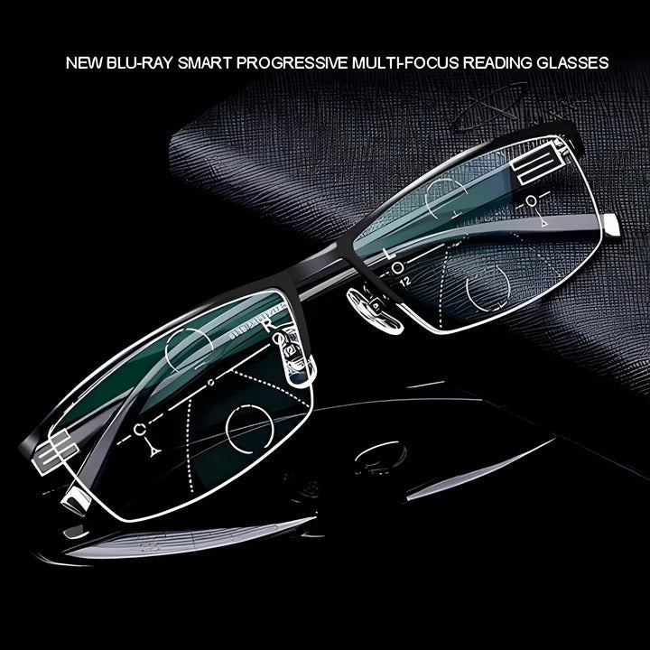 Progressive Multifocal Glasses with Photochromic Lens and Light Adjust Lens