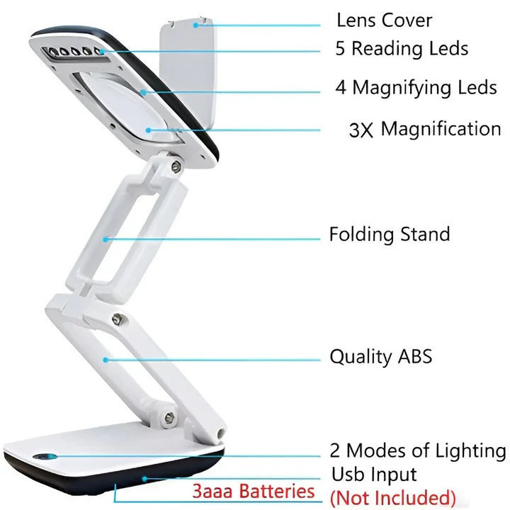 Full Page Floor Standing Magnifier Lamp with Bright LED Light for Reading