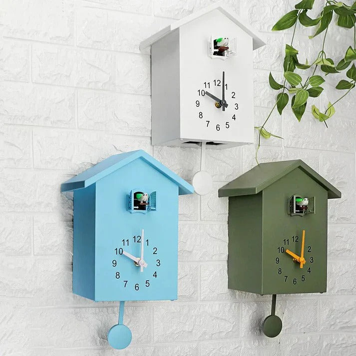 Decorative Wooden Cuckoo Wall Clock with Adjustable Hourly Bird Call