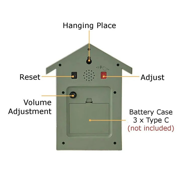 Decorative Wooden Cuckoo Wall Clock with Adjustable Hourly Bird Call