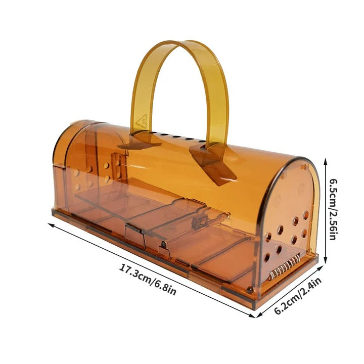 Reusable Mouse Trap with Clear Body and Press to Arm Pedal Mechanism
