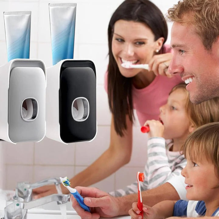 Wall Mounted Toothpaste Dispenser with Night Light and Brush Holder