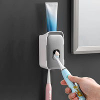 Wall Mounted Toothpaste Dispenser with Night Light and Brush Holder