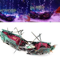 Sunken Boat Aquarium Decoration With Resin Body and Bubble Flow System