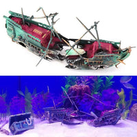 Sunken Boat Aquarium Decoration With Resin Body and Bubble Flow System