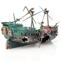Sunken Boat Aquarium Decoration With Resin Body and Bubble Flow System