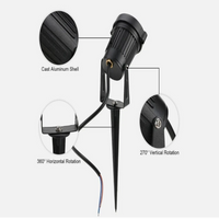 12V LED Landscape Spotlight with 270-Degree Adjustable Head and 500 Lumens, 10-Pack