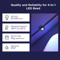 Roofline LED Light Strand 100ft with RGBICW Color Nodes and App Control