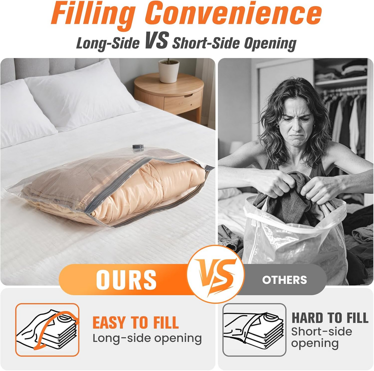 Vacuum Storage Bags with Wireless Pump, 15-Piece Set for Seasonal Clothes and Bedding