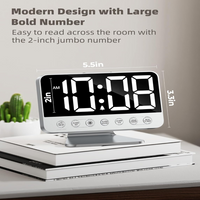 Battery Backup Alarm Clock with 2-Inch Display and USB Phone Charging