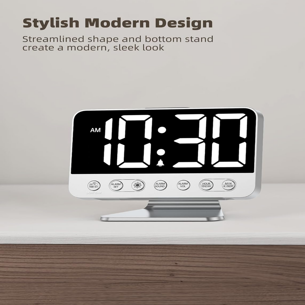 Battery Backup Alarm Clock with 2-Inch Display and USB Phone Charging