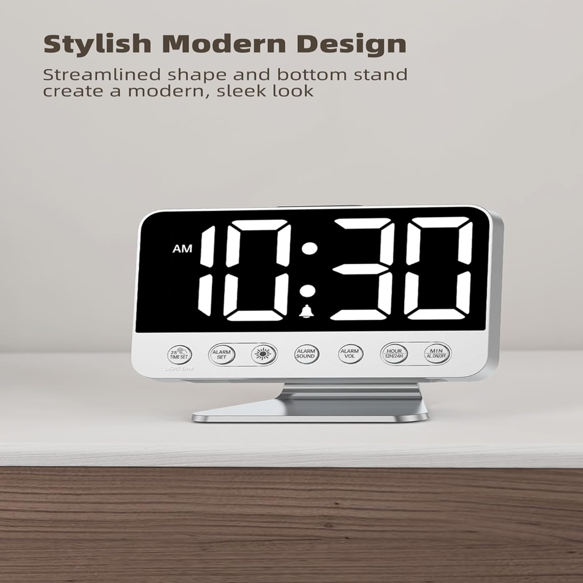 Battery Backup Alarm Clock with 2-Inch Display and USB Phone Charging