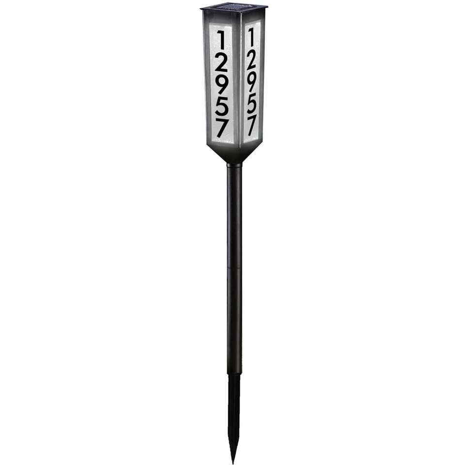 Illuminated Address Stake with Solar Power and Height Adjusters, Customizable Numbers