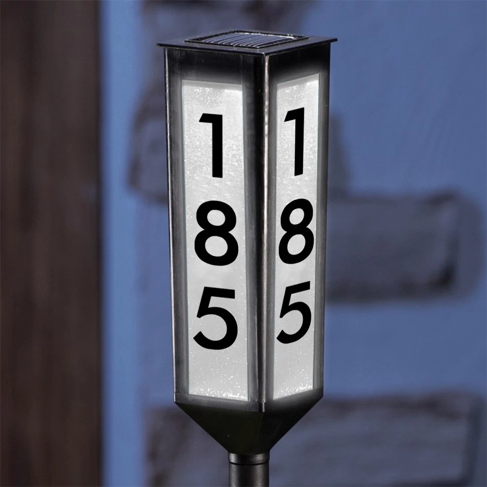 Illuminated Address Stake with Solar Power and Height Adjusters, Customizable Numbers