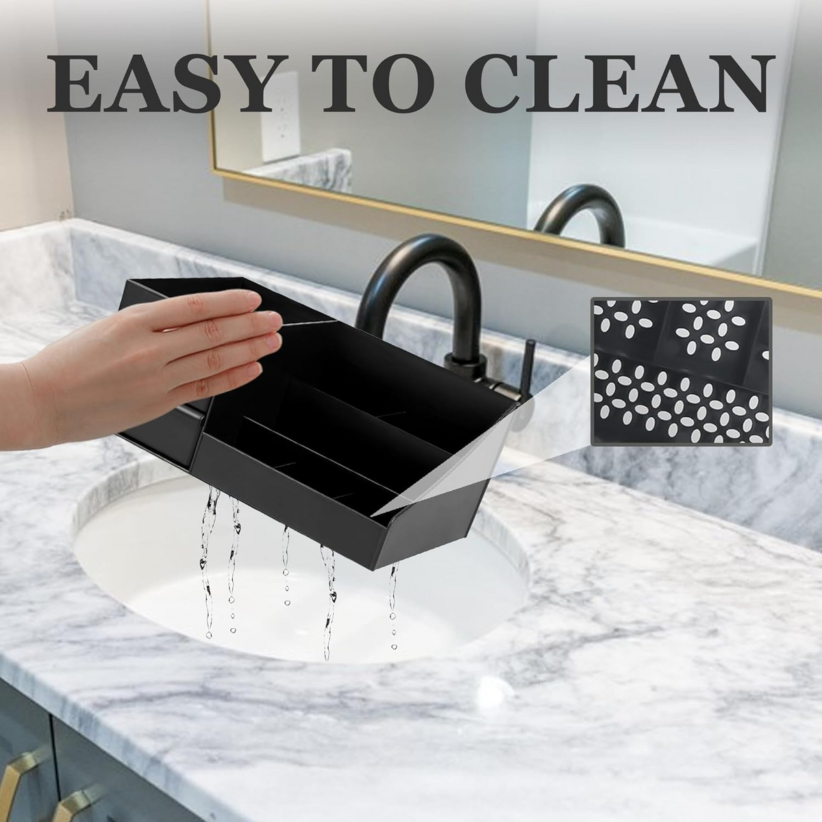 Vanity Organizer with Multi-Slot Compartments and Non-Slip Base for Bathroom Counter