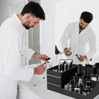 Vanity Organizer with Multi-Slot Compartments and Non-Slip Base for Bathroom Counter