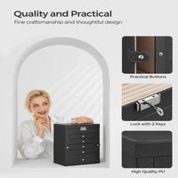 Jewelry Organizer with Six Stacked Tiers and Built-In Mirror, Locking Box