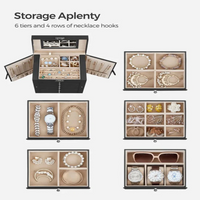 Jewelry Organizer with Six Stacked Tiers and Built-In Mirror, Locking Box