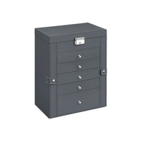Jewelry Organizer with Six Stacked Tiers and Built-In Mirror, Locking Box
