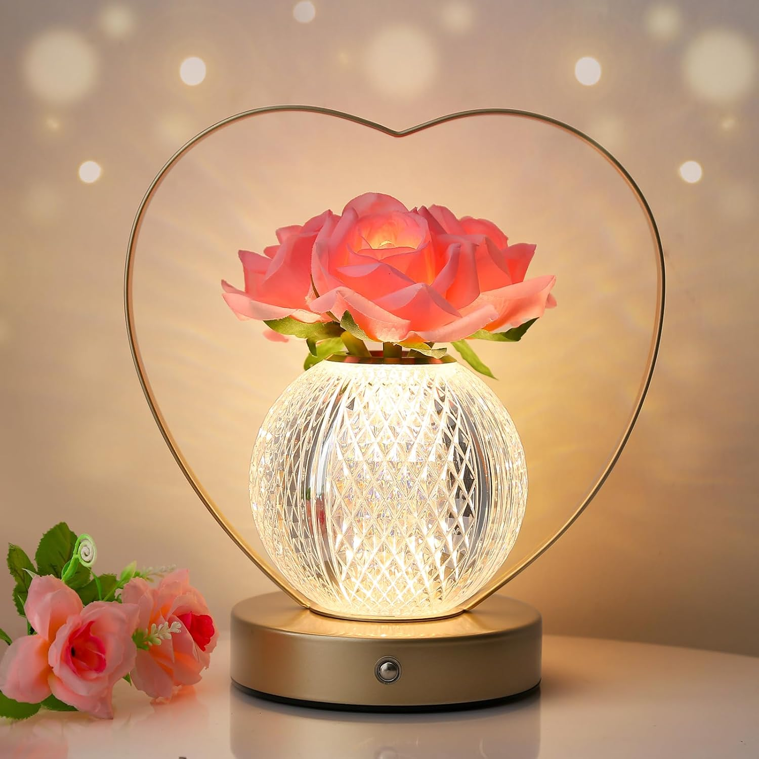 Rechargeable Sunflower Night Light with Touch Dimming and Yellow Glow