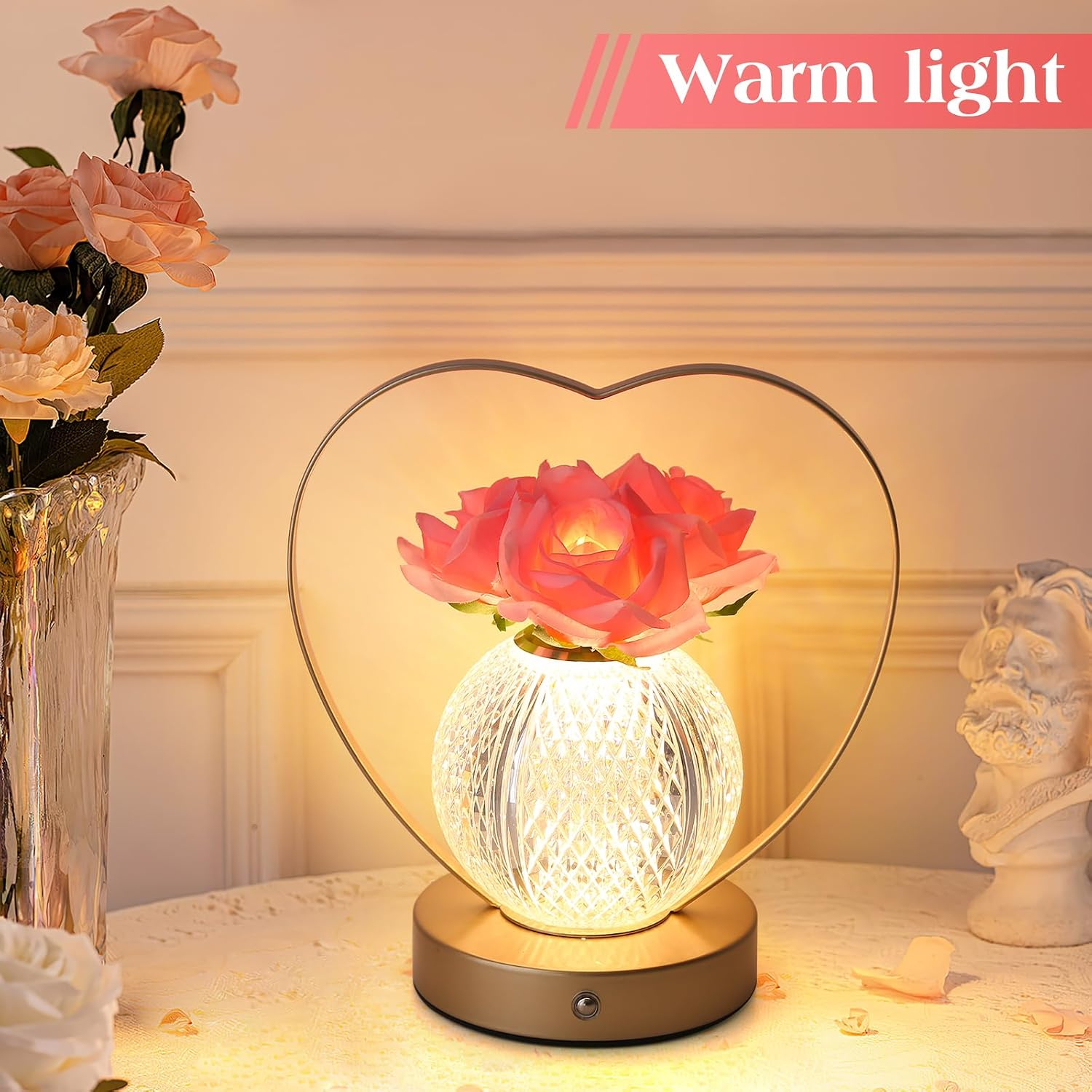 Rechargeable Sunflower Night Light with Touch Dimming and Yellow Glow