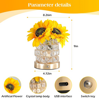 Rechargeable Sunflower Night Light with Touch Dimming and Yellow Glow