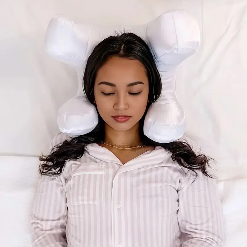 Contoured Face Support Pillow with Raised Pillars and Removable Washable Case