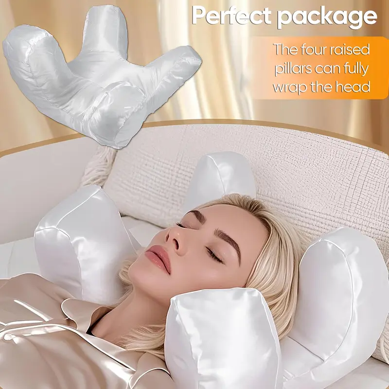 Contoured Face Support Pillow with Raised Pillars and Removable Washable Case