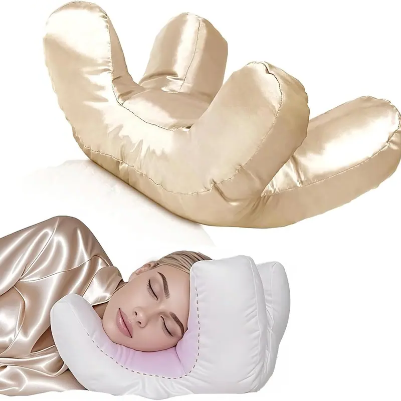 Contoured Face Support Pillow with Raised Pillars and Removable Washable Case